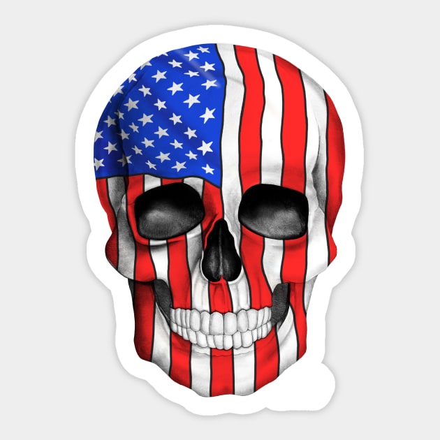 American Flag Skull (On Dark Background) Sticker by GDGCreations